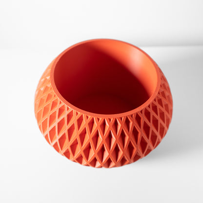 Modern Textured Planter - Gisar 3D-Printed Indoor Pot - Succulent and Cactus Planter with Drain Tray